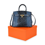 La Marey Leather Snakeskin Crossbody Bag (Size 30x16x24 cm) - Navy & Red