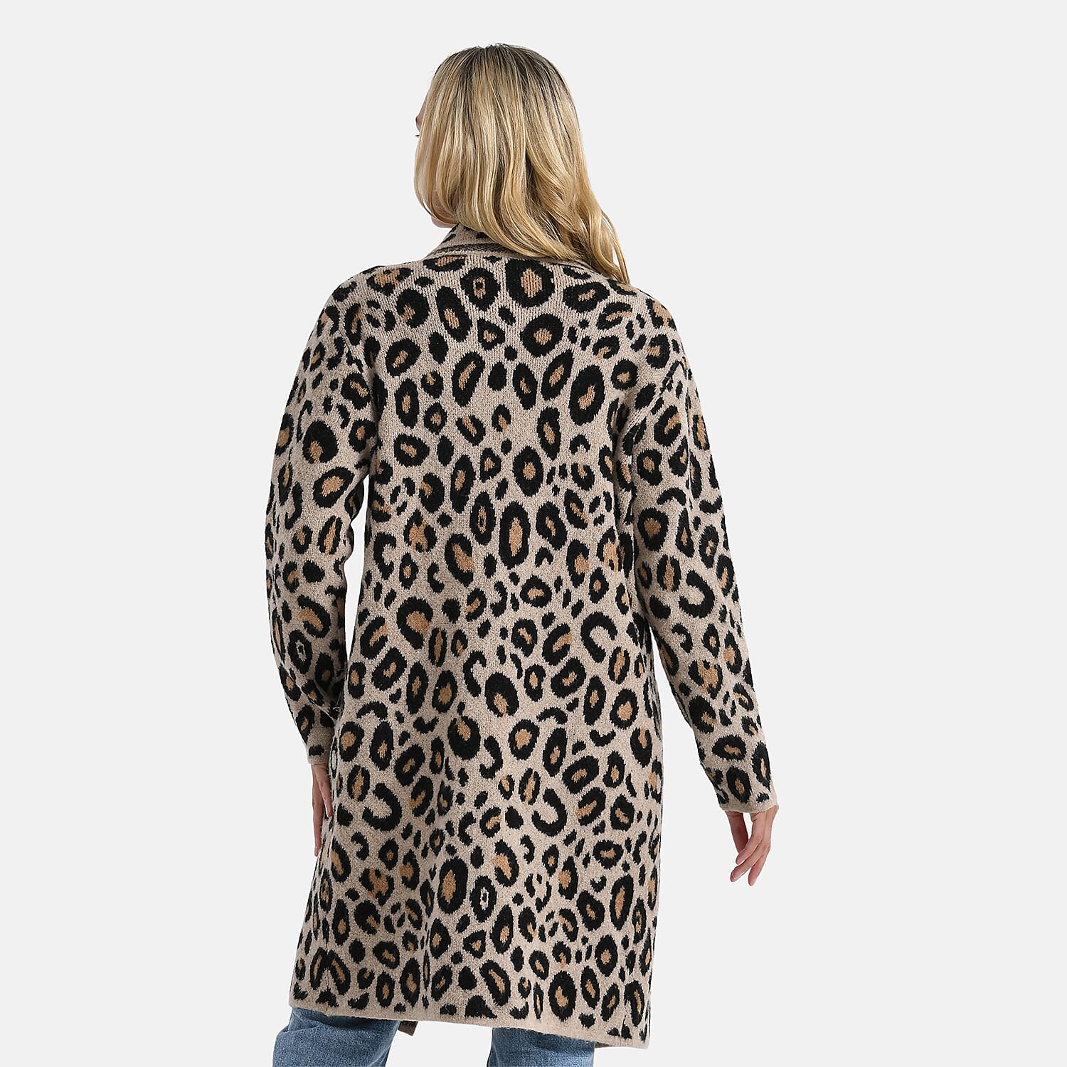 La Marey Leopard Print Longline Knitted Cardigan(Size 10 -22) - Beige 8229270 2