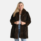La Marey Signature Leopard Print Faux Fur Longline Coat (Size - L-XL) - Brown