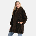 La Marey Signature Leopard Print Faux Fur Longline Coat (Size - L-XL) - Brown