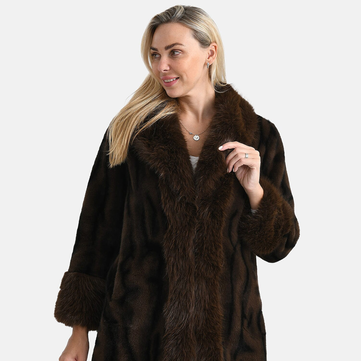 La Marey Women's Signature Leopard Print Faux Fur Longline Coat (Size - L-XL) - Brown 8207983 5