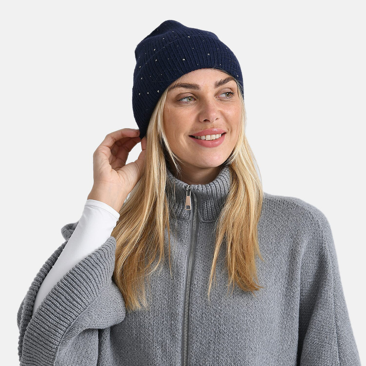 La Marey Beanie Hat with Rhinestones V32611616 0