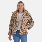 La Marey Leopard Print Plush Jacket with 2 Side Pockets - Taka (Size 16 - 18)