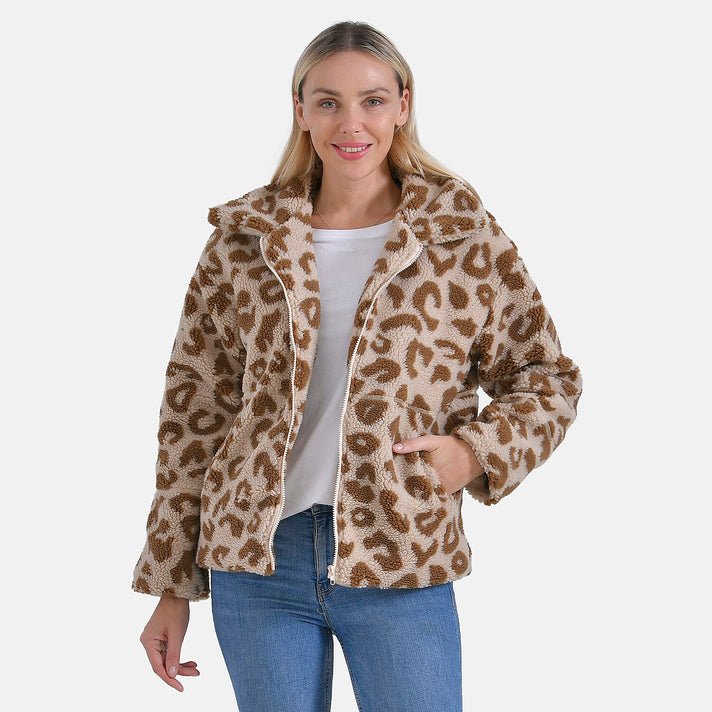 La Marey Leopard Pattern Plush Jacket 7854775 1