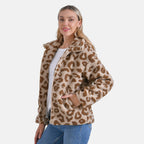 La Marey Leopard Print Plush Jacket with 2 Side Pockets - Taka (Size 16 - 18)