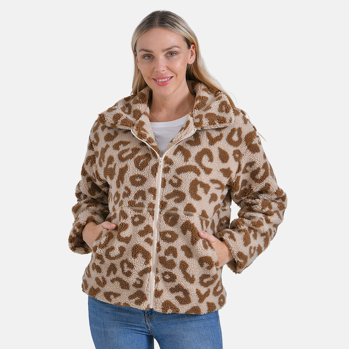 La Marey Leopard Pattern Plush Jacket V32361556 4