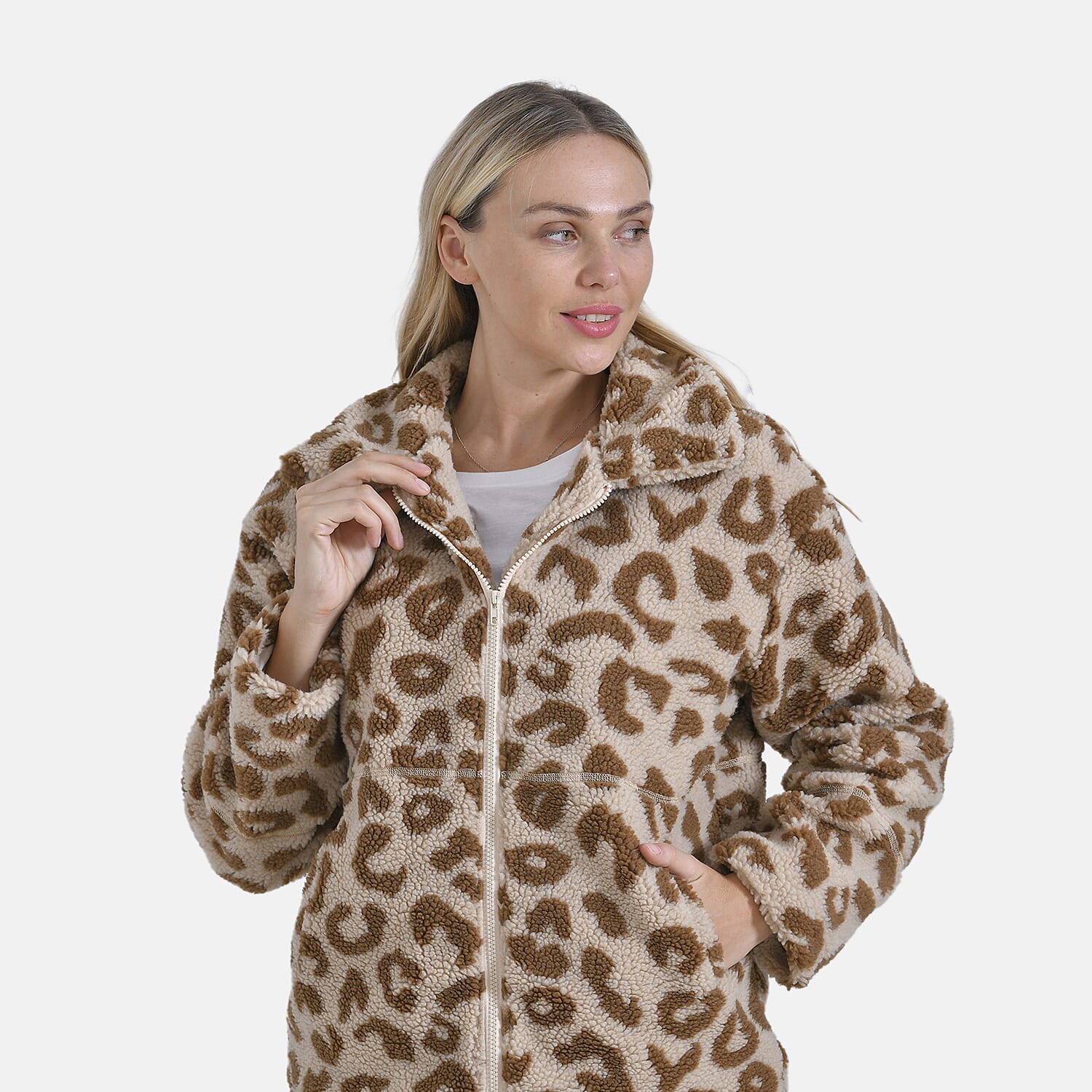 La Marey Leopard Pattern Plush Jacket V32361556 5