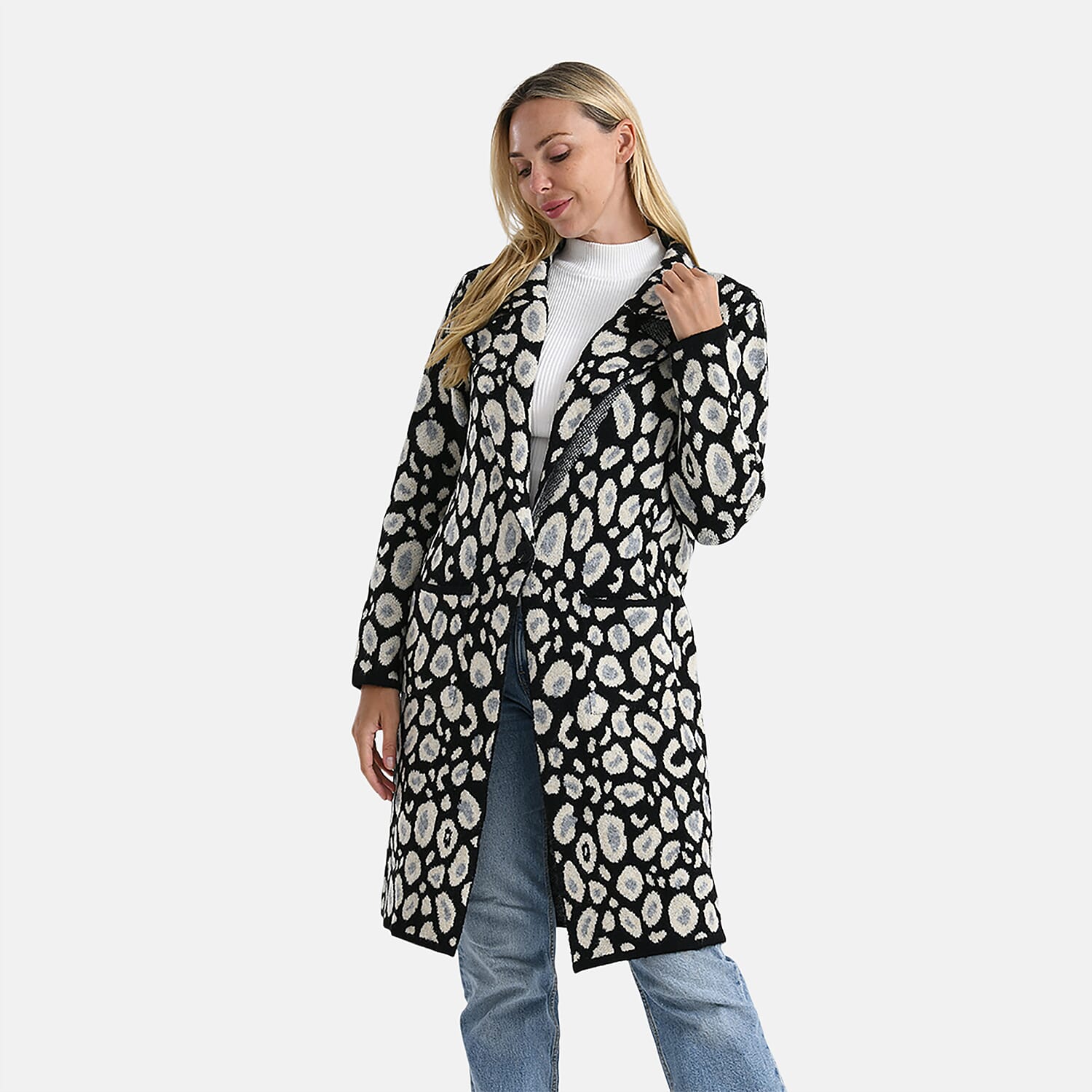 La Marey Leopard Print Longline Knitted Cardigan(Size 10 -22) - Black 8229271 0