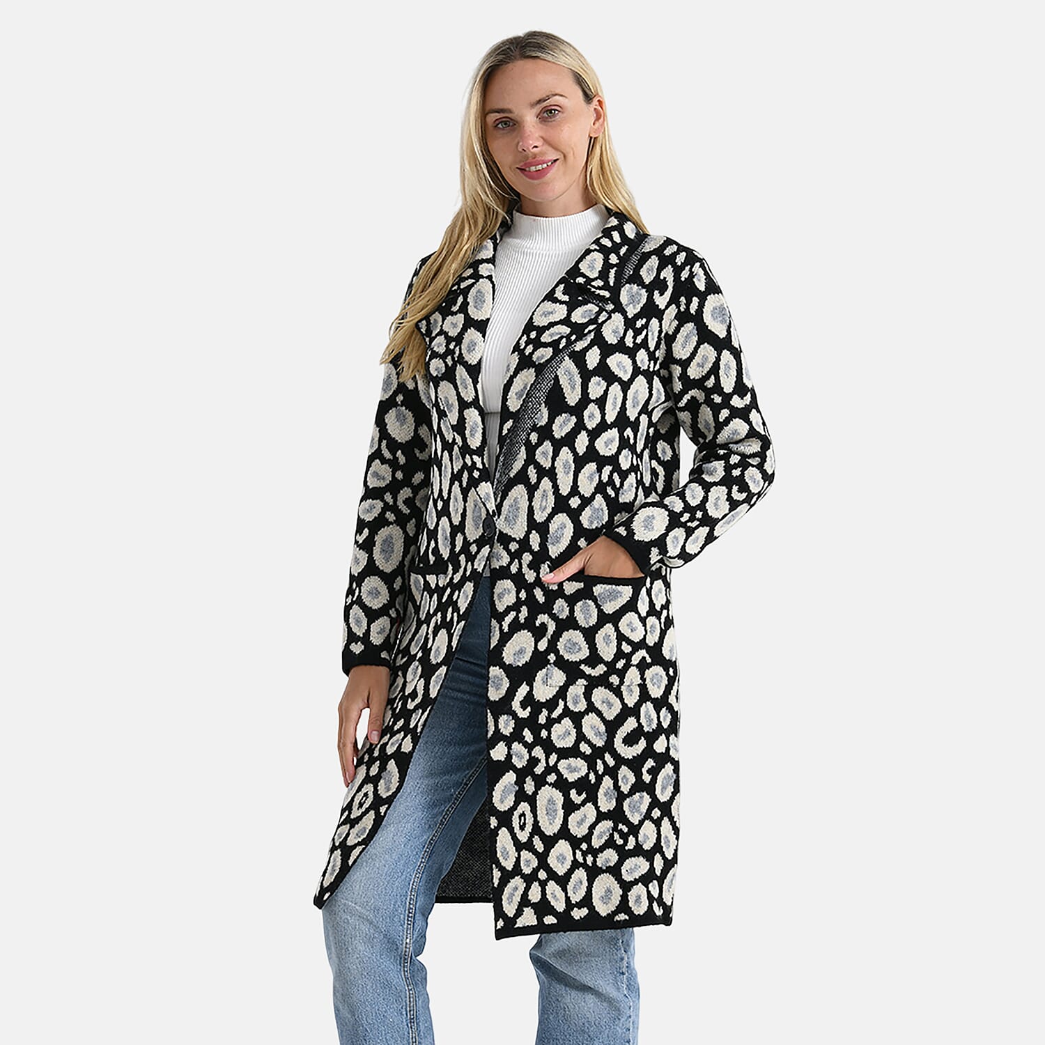 La Marey Leopard Print Longline Knitted Cardigan(Size 10 -22) - Black 8229271 2