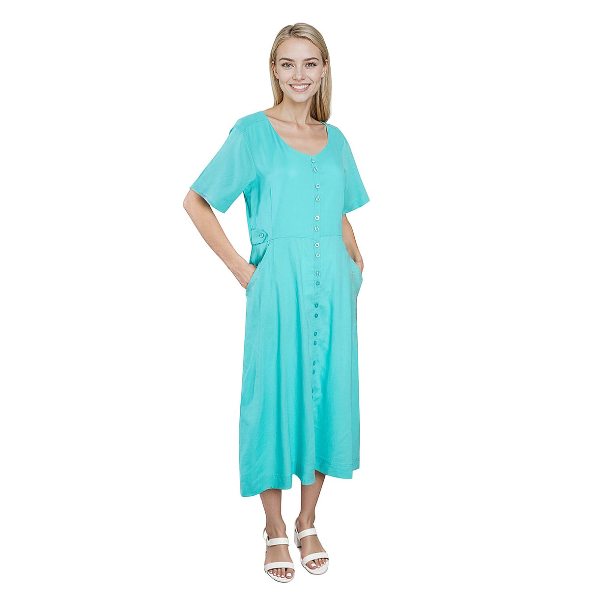 Ladies Linen Button Down Dress 7937233 0