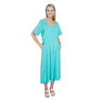 La Marey Womens Button Down A-Line Casual Style Midi Dress (Size 16) - Pool Blue