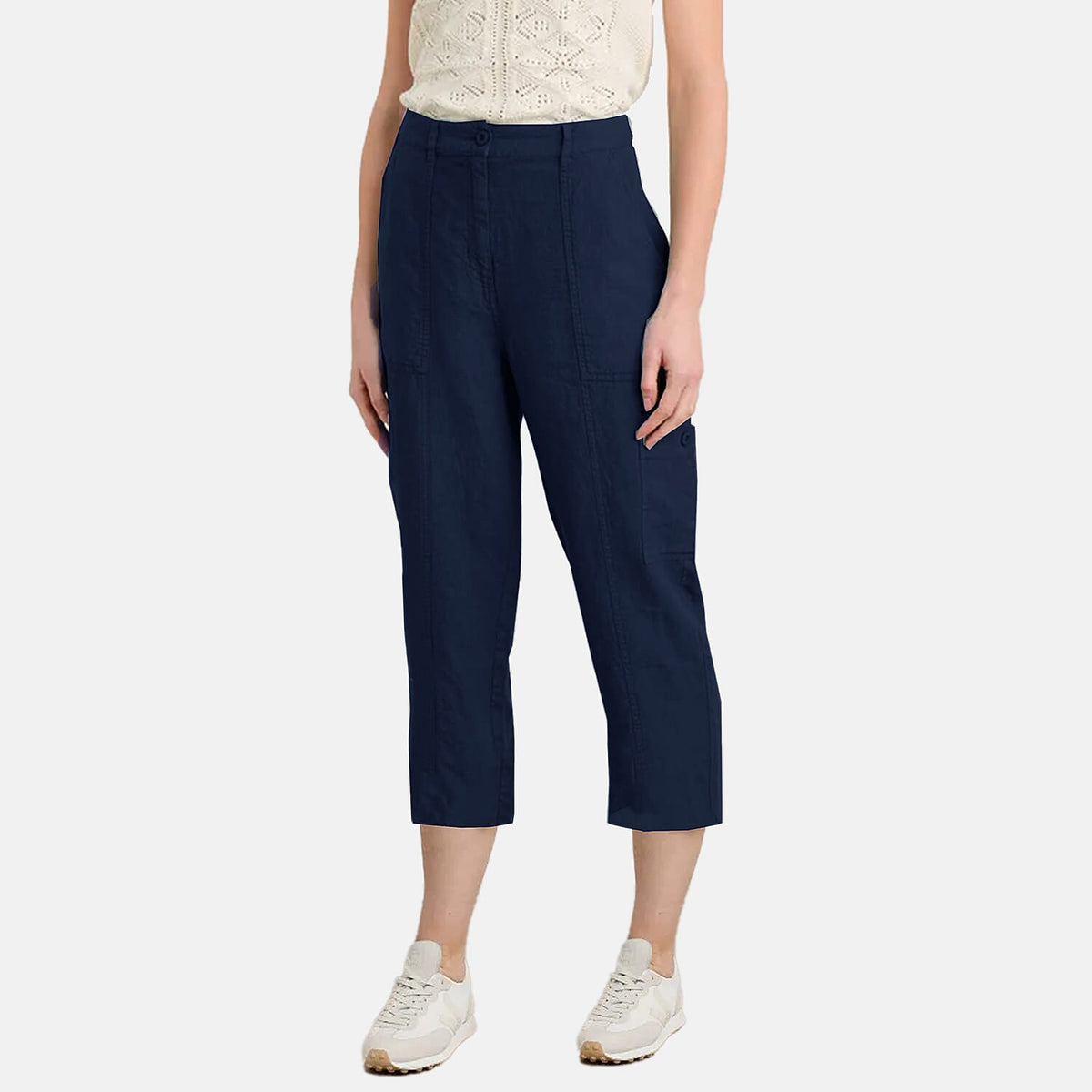 La Marey Relaxed Fit 3-4 Length Cargo Capri Pants with Pockets 7937289 0