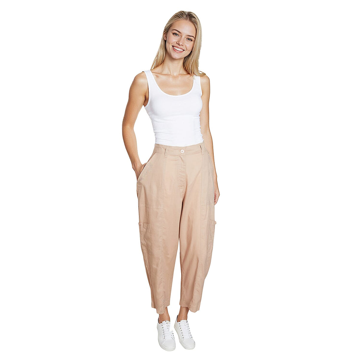 La Marey Relaxed Fit 3-4 Length Cargo Capri Pants with Pockets 7937303 0