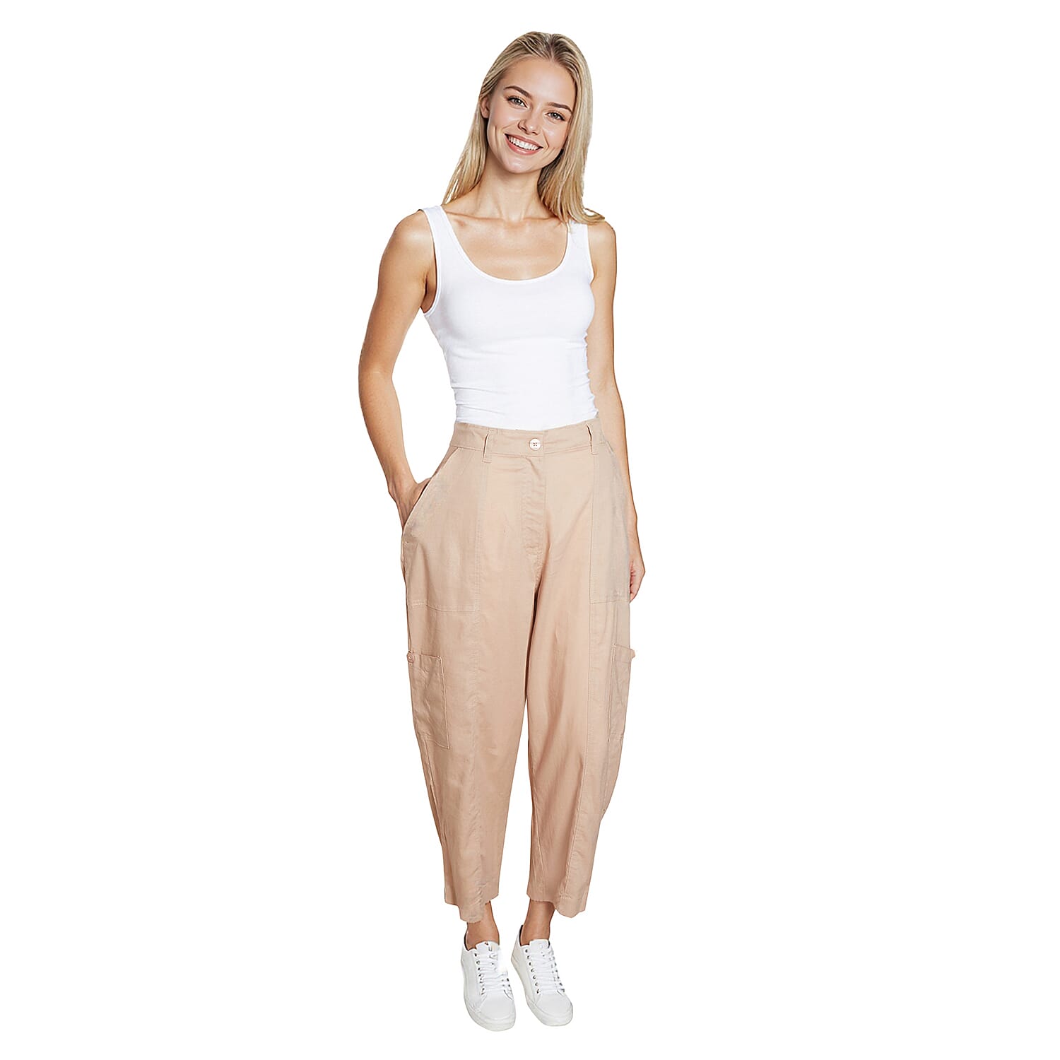 La Marey Relaxed Fit 3-4 Length Cargo Capri Pants with Pockets 7937303 0