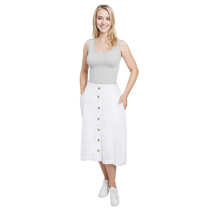 La Marey Womens Linen Button A-Line Midi Skirt 7937338 1