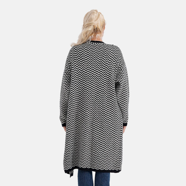 La Marey Long Cardigan (Size 95x60 Cm) - Black &amp; Off-White 8201208 2