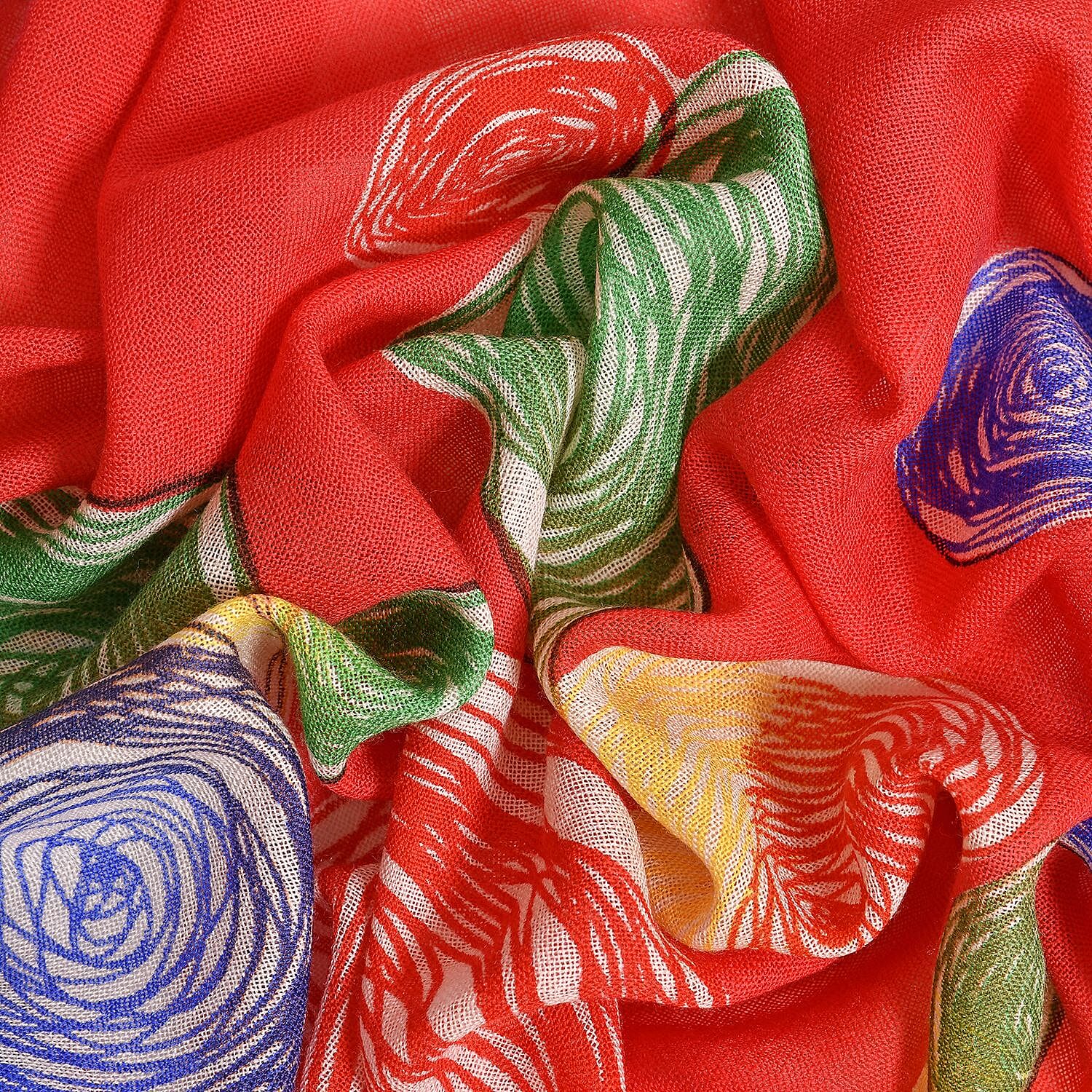 Close Out Deal - La Marey 100% Merino Wool Baseball Scarf (Size 175 x 65cm) - Red 7389652 6
