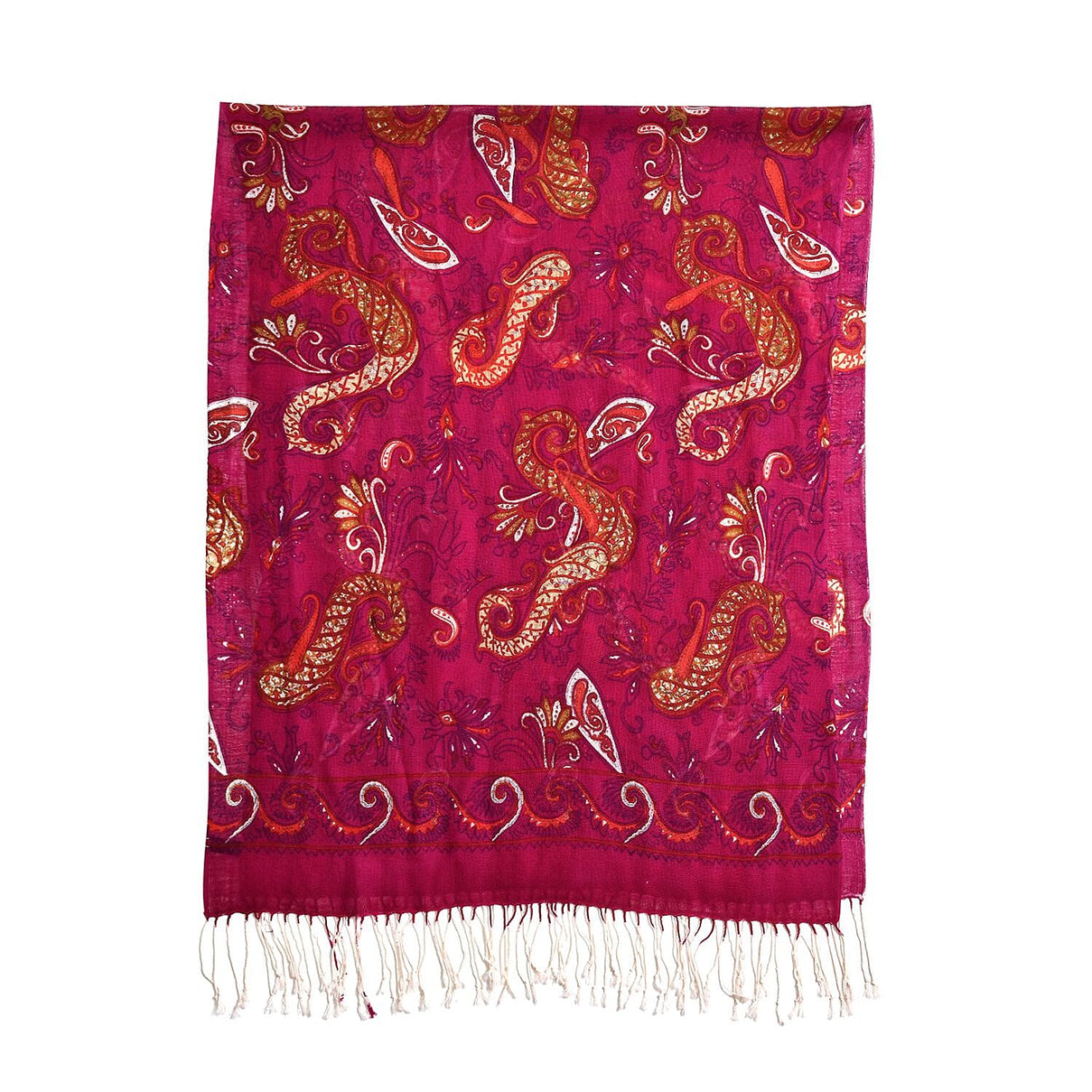 La Marey 100% Merino Wool Irregular Pattern Scarf - Plum Red 7389082 4