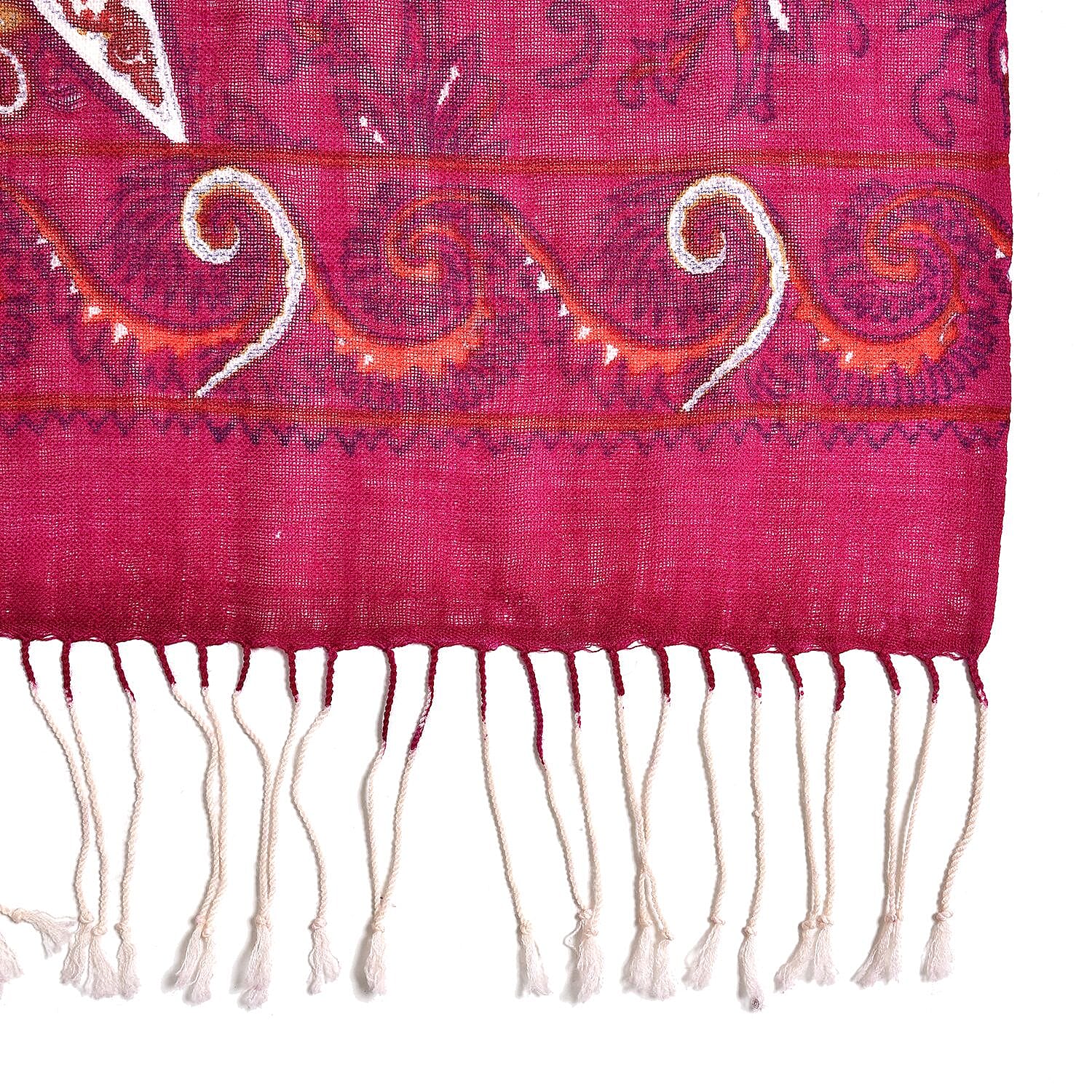 La Marey 100% Merino Wool Irregular Pattern Scarf - Plum Red 7389082 5