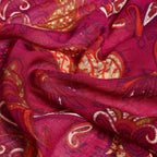 La Marey 100% Merino Wool Paisley Print Scarf (Size 175x65 cm) - Plum Red & Multi