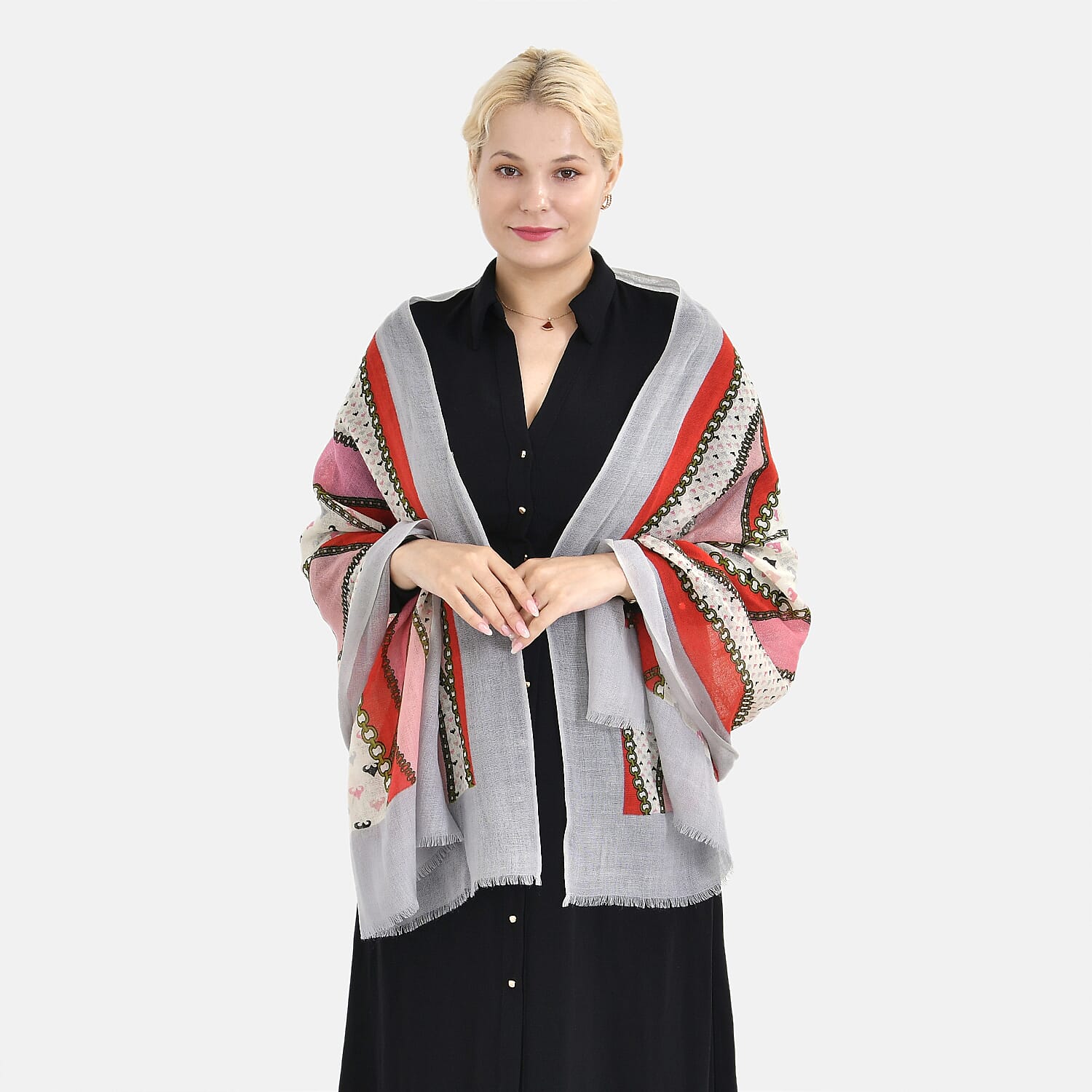 La Marey Merino Wool Printed Scarf  - White 7850129 0