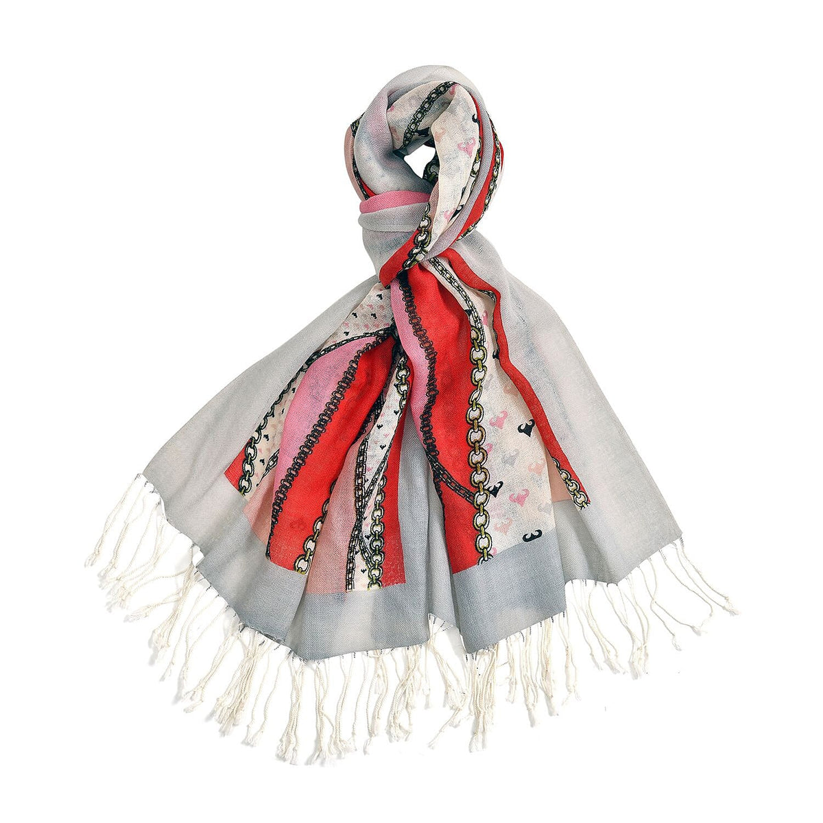 La Marey 100% Merino Wool Ribbon Scarf (Size 65x9 cm) - Red &amp; Pink 7389459 0