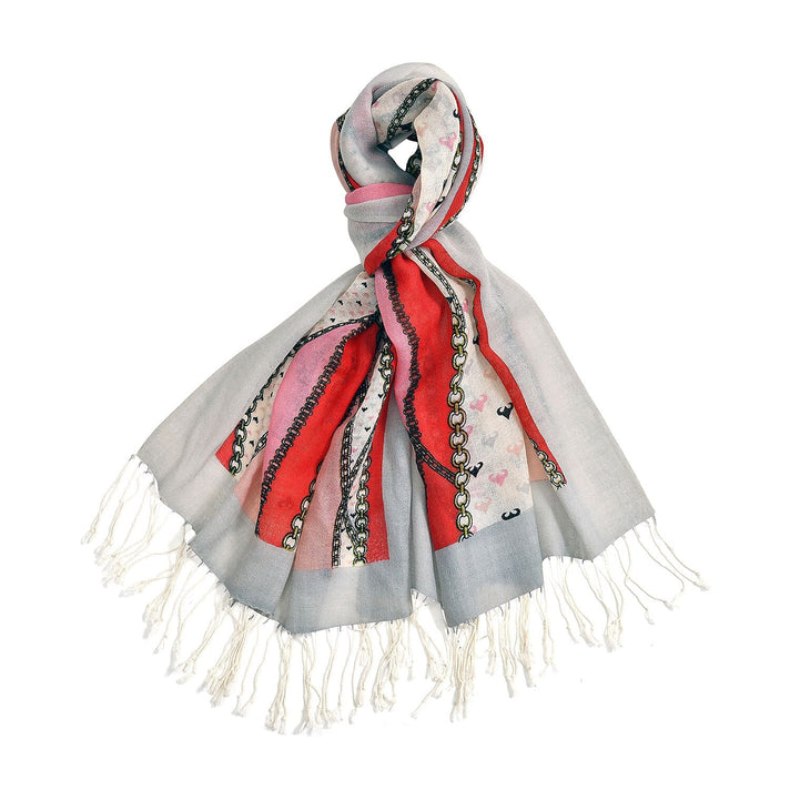 La Marey 100% Merino Wool Ribbon Scarf (Size 65x9 cm) - Red &amp; Pink 7389459 1