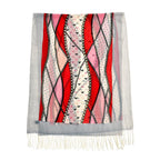La Marey 100% Merino Wool Ribbon Scarf (Size 65x9 cm) - Red & Pink