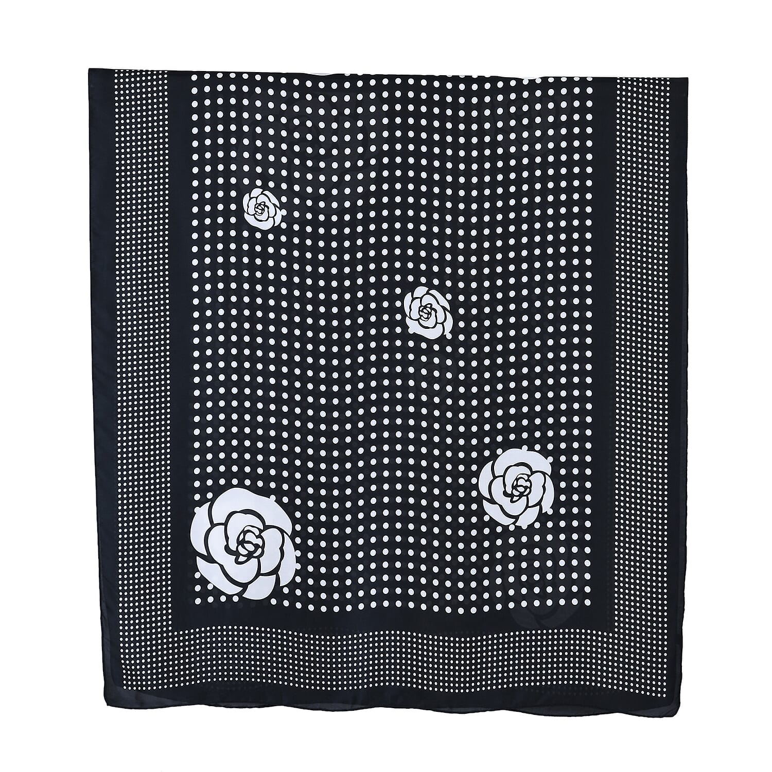 La Marey Satin Dots Print Scarf - Black &amp; White 8241184 6