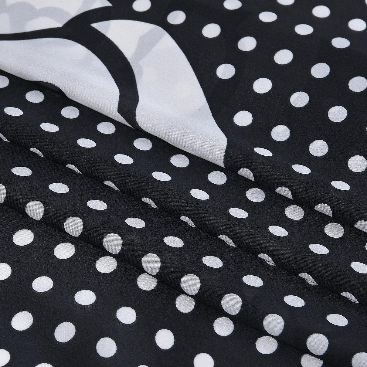 La Marey Satin Dots Print Scarf - Black &amp; White 8241184 8