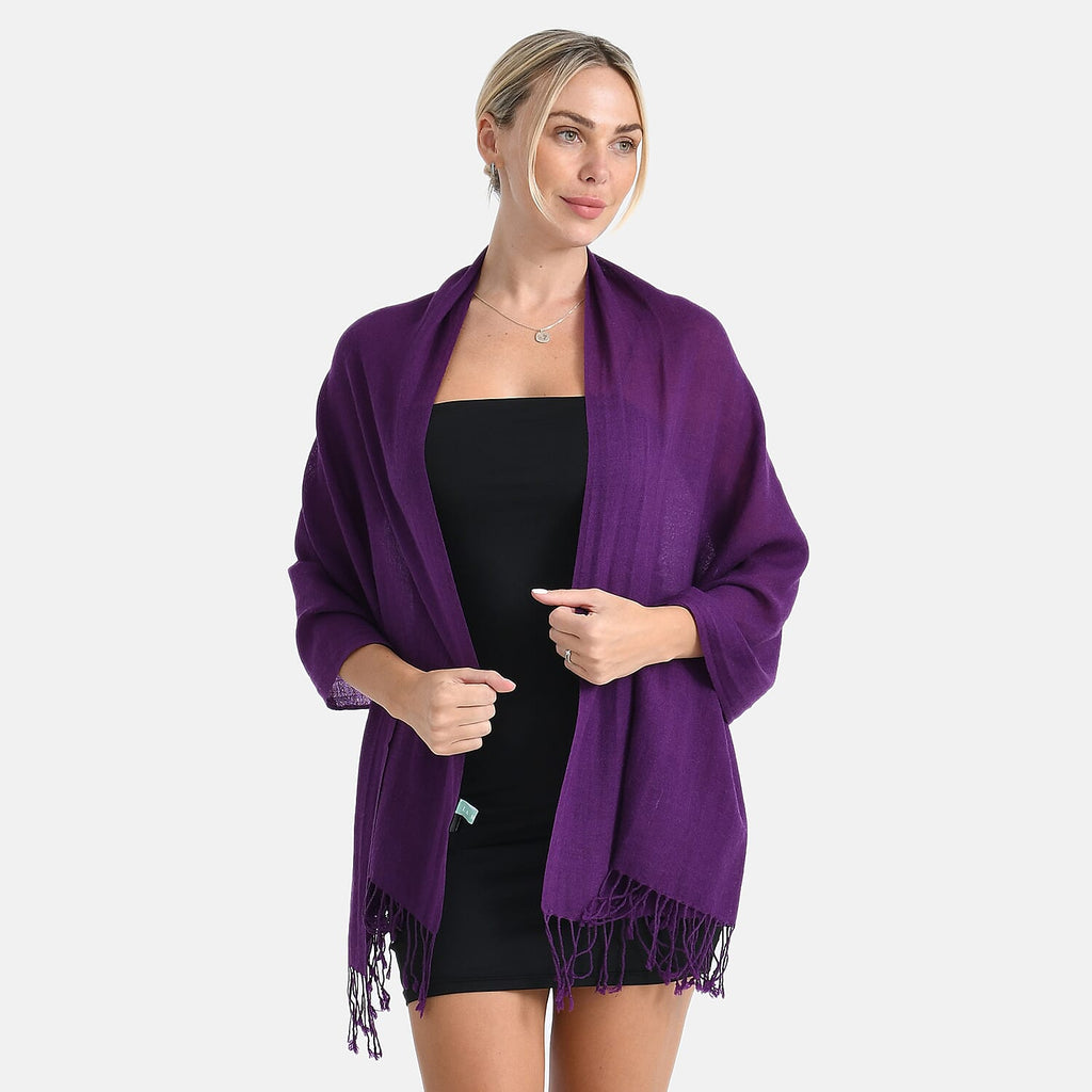 La Marey Merino Wool Scarf (170 x 65 cm) - Purple