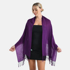 La Marey Merino Wool Scarf (170 x 65 cm) - Purple
