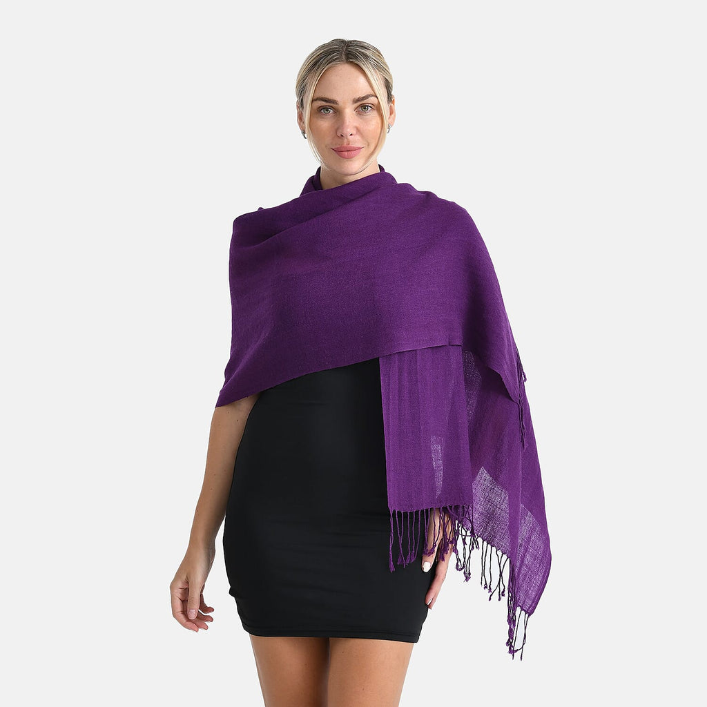 La Marey Merino Wool Scarf (170 x 65 cm) - Purple