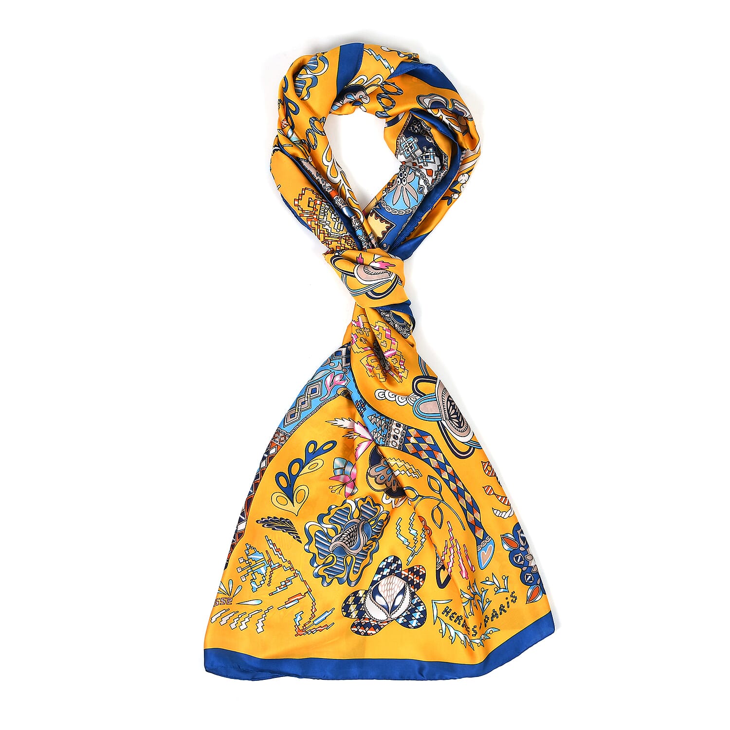 La Marey Satin Floral Printed Scarf - Yellow 8241186 5