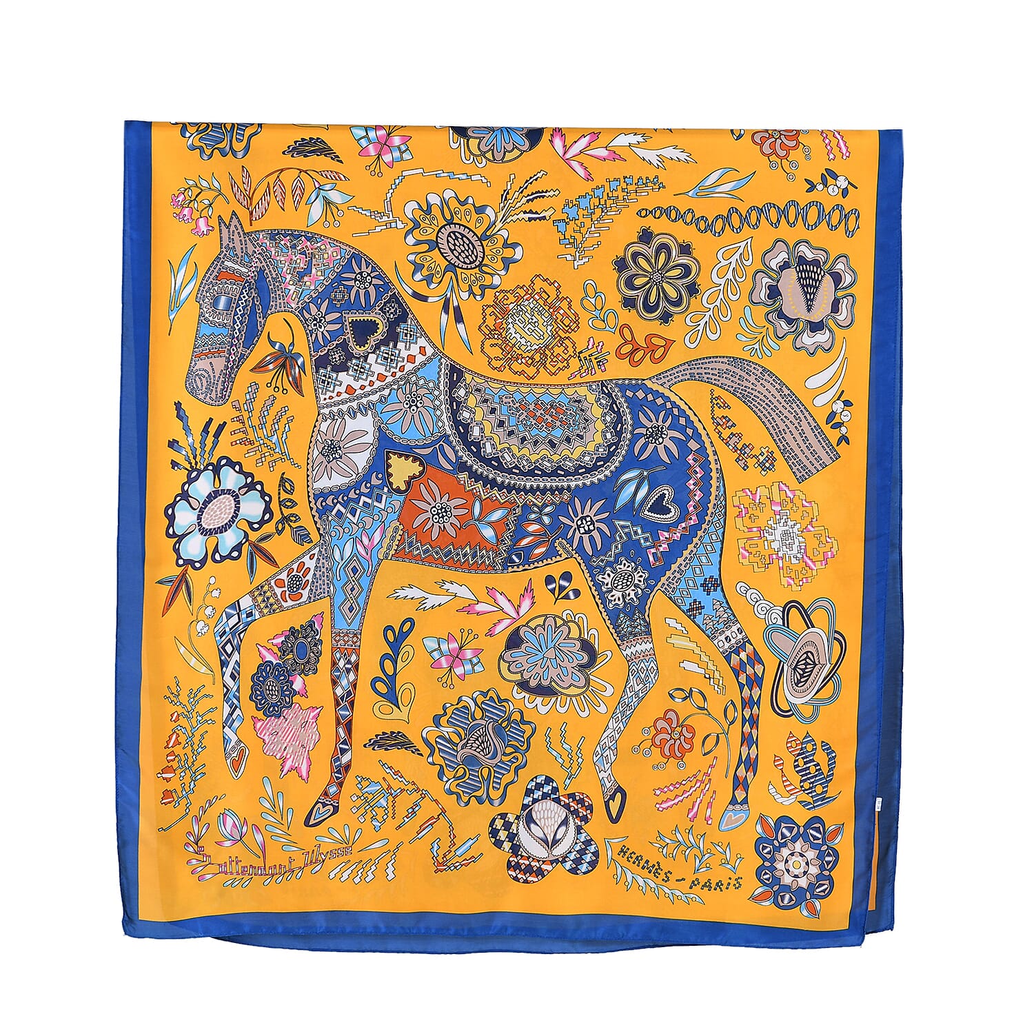 La Marey Satin Floral Printed Scarf - Yellow 8241186 6