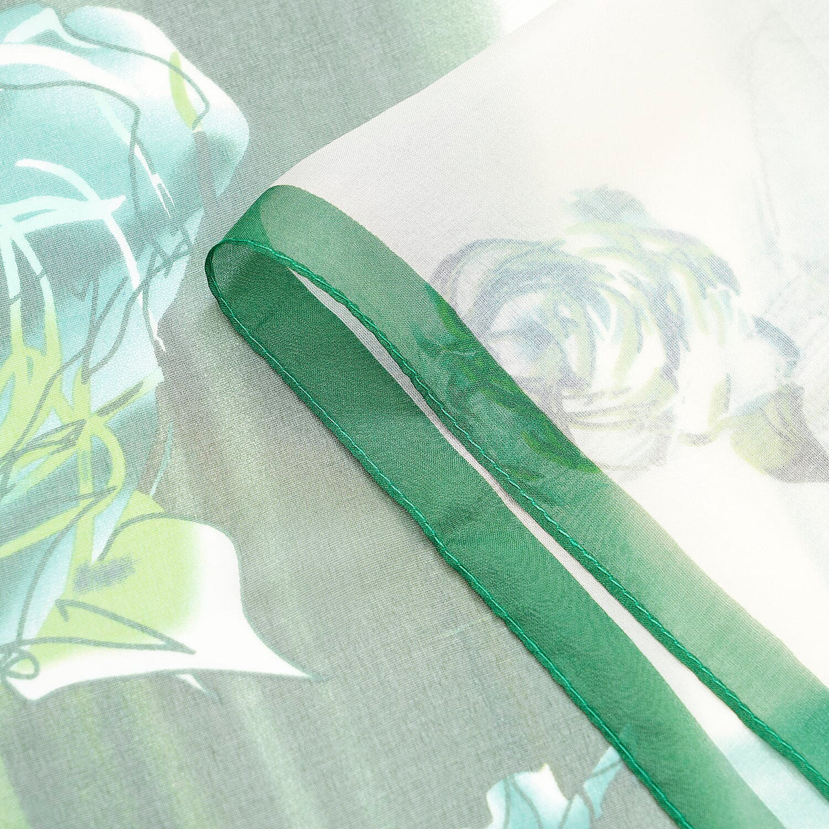 La Marey Mulberry Silk Floral Print Scarf (175 x 65cm) - Blue &amp; Green 8166906 8