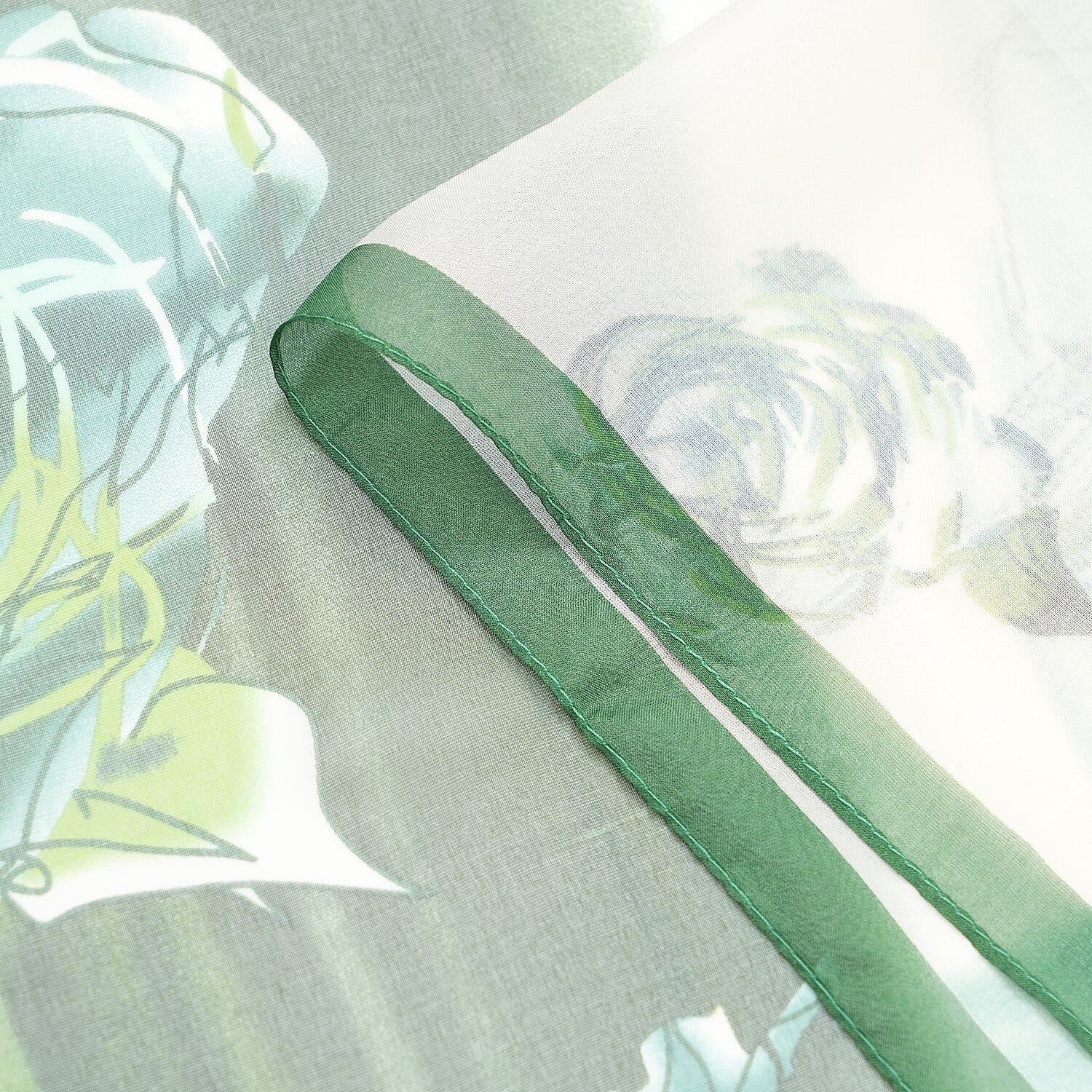 La Marey Mulberry Silk Floral Print Scarf (175 x 65cm) - Blue &amp; Green 8166906 8