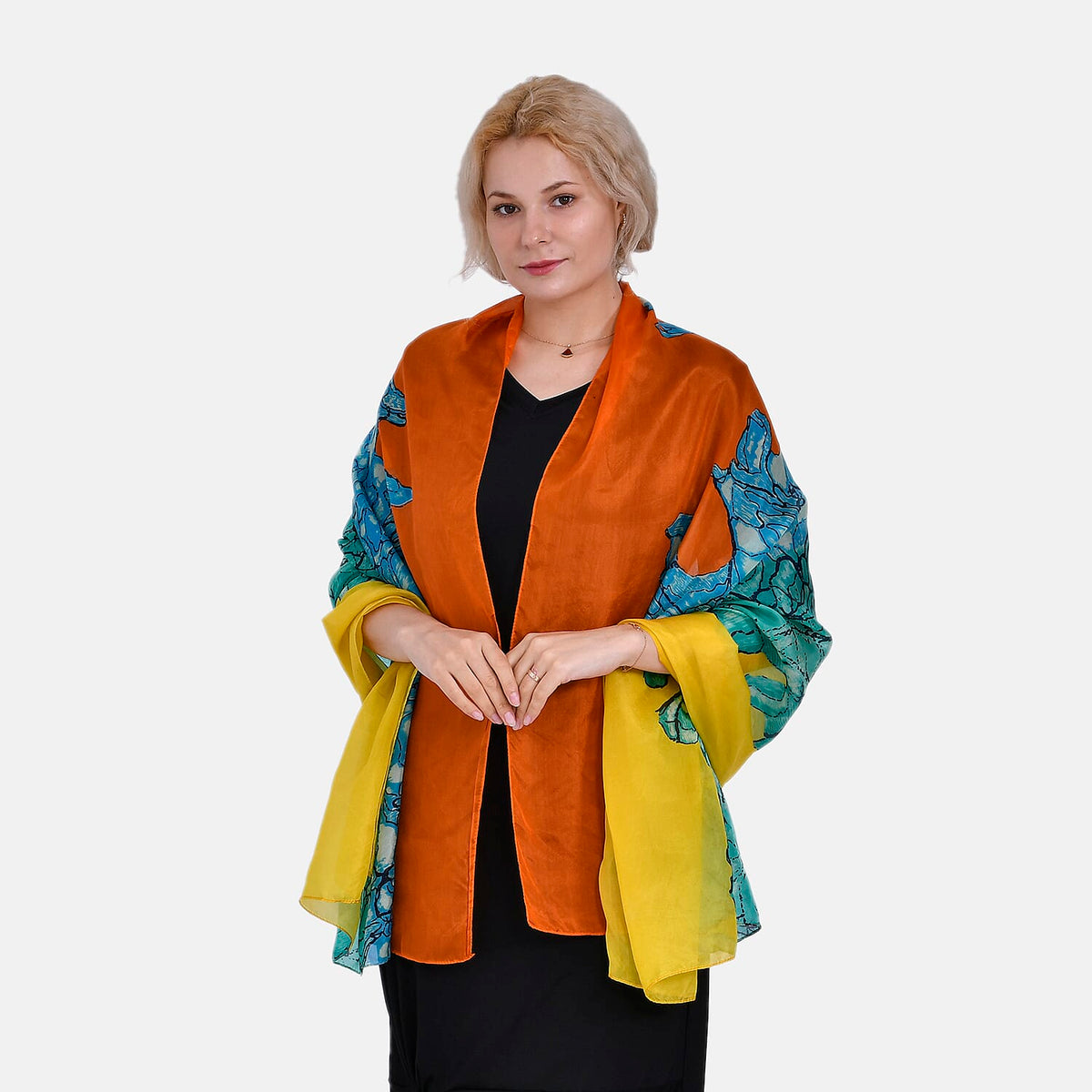 LA MAREY Painted Chiffon Pure Silk Scarf 7756632 0