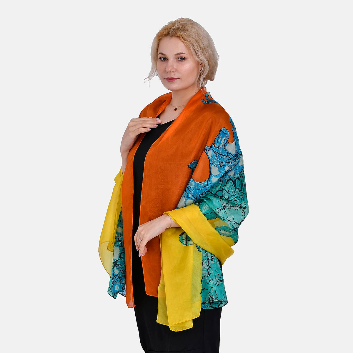 LA MAREY Painted Chiffon Pure Silk Scarf 7756632 3