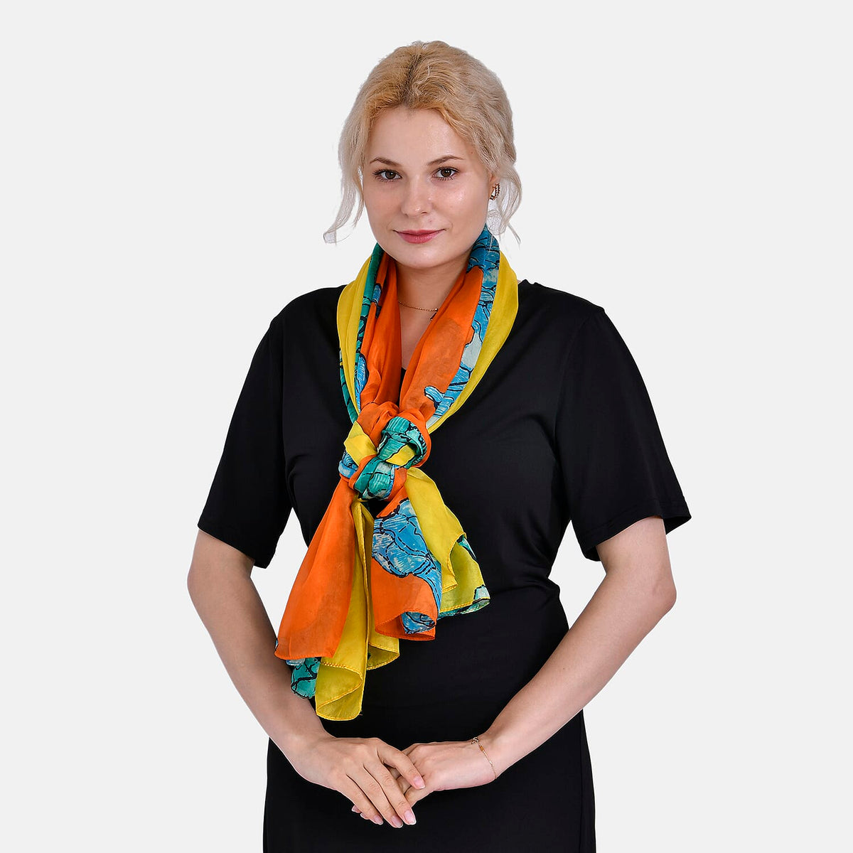 LA MAREY Painted Chiffon Pure Silk Scarf 7756632 4