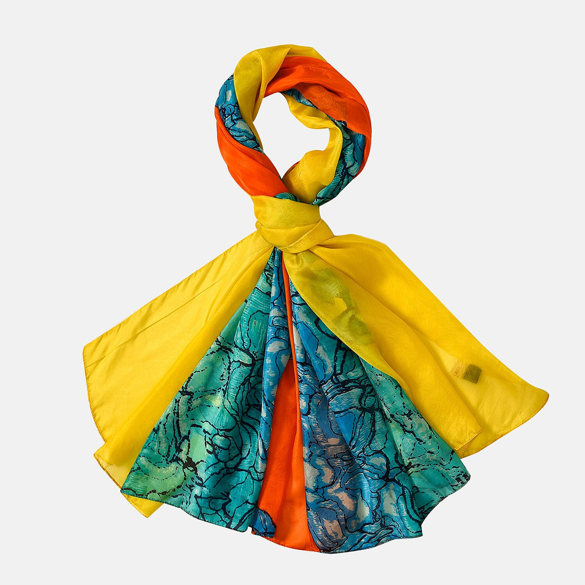 LA MAREY Painted Chiffon Pure Silk Scarf 7756632 5
