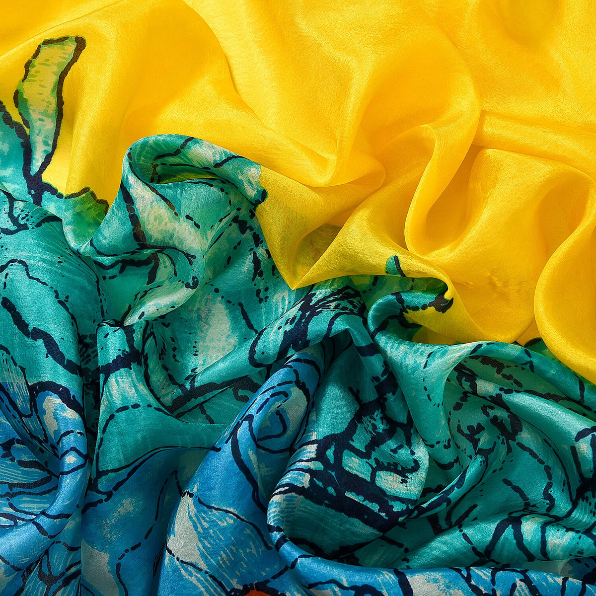 LA MAREY Painted Chiffon Pure Silk Scarf 7756632 7
