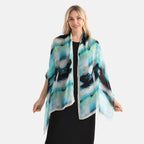 La Marey Mulberry Silk Printed Scarf (175 x 65cm) - Blue Black