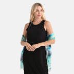 La Marey Mulberry Silk Printed Scarf (175 x 65cm) - Blue Black