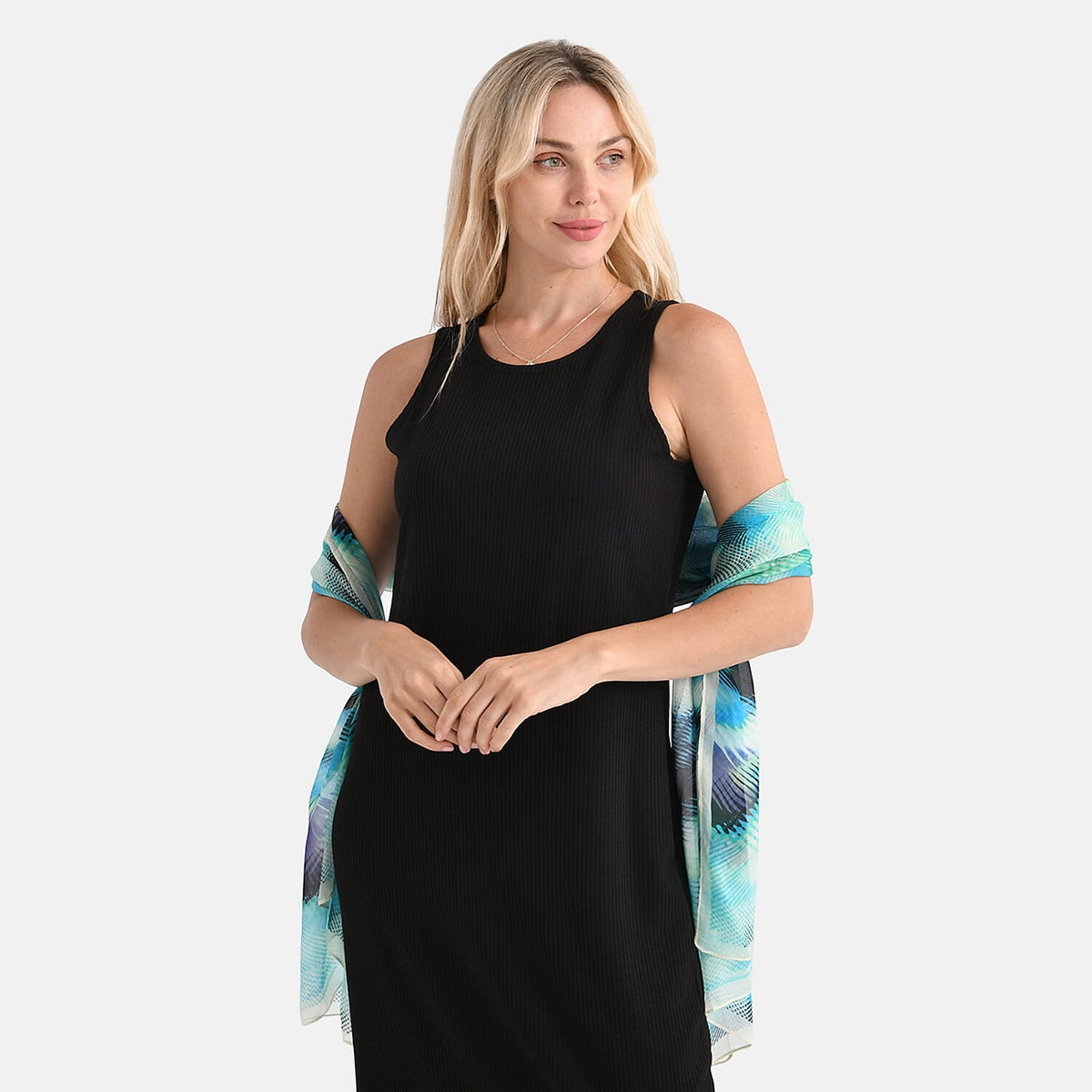 La Marey Mulberry Silk Printed Scarf (175 x 65cm) - Blue Black V32658992 5
