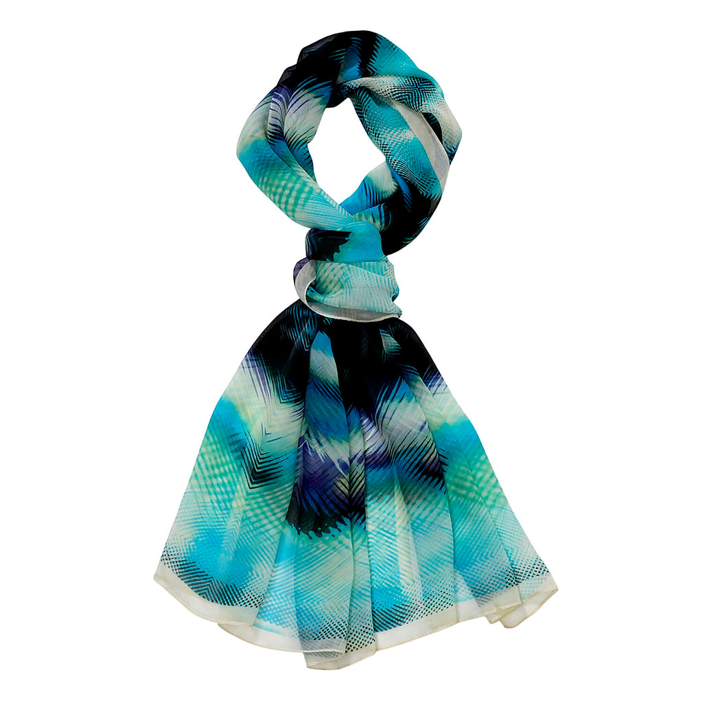 La Marey Mulberry Silk Printed Scarf (175 x 65cm) - Blue Black