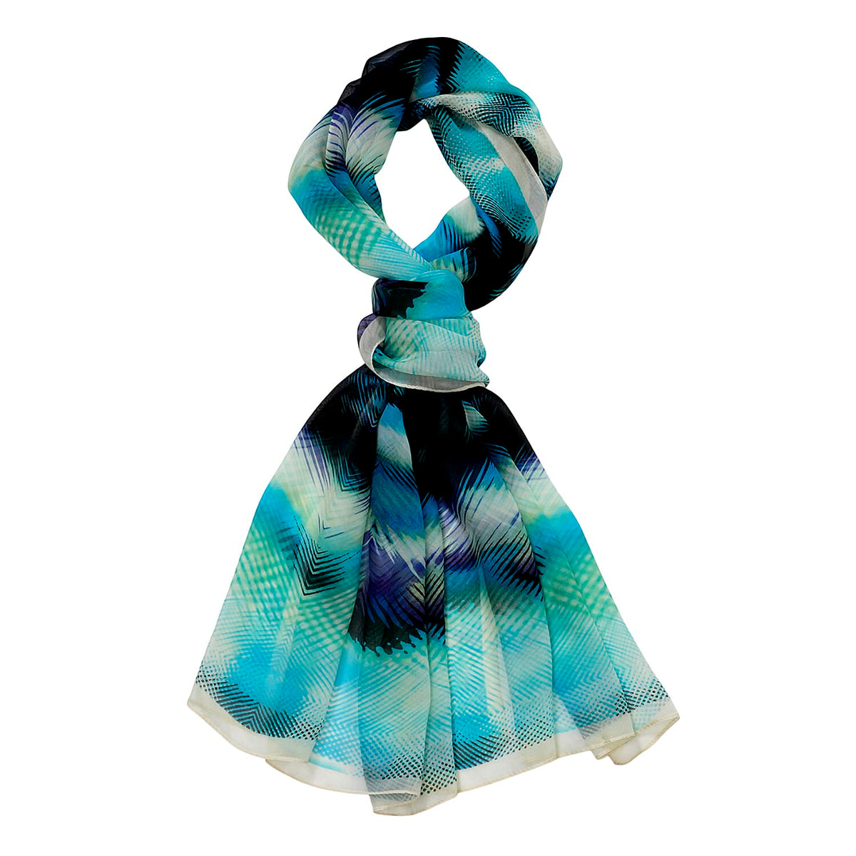 La Marey Mulberry Silk Printed Scarf (175 x 65cm) - Blue Black V32658992 6