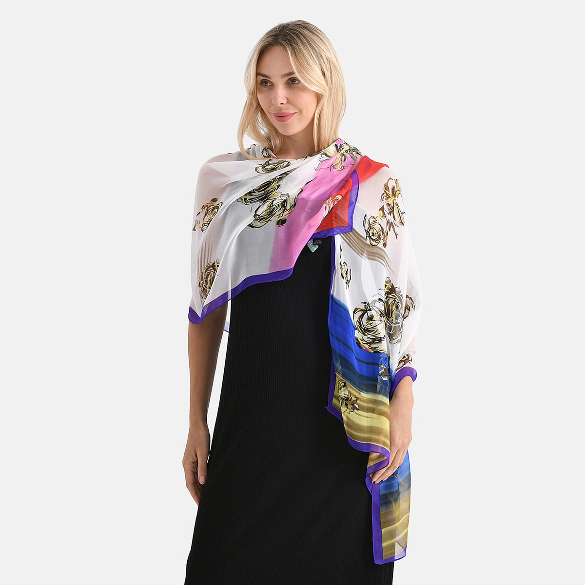 La Marey Mulberry Silk Printed Scarf (175 x 65cm) - Multi Colour V32528891 3