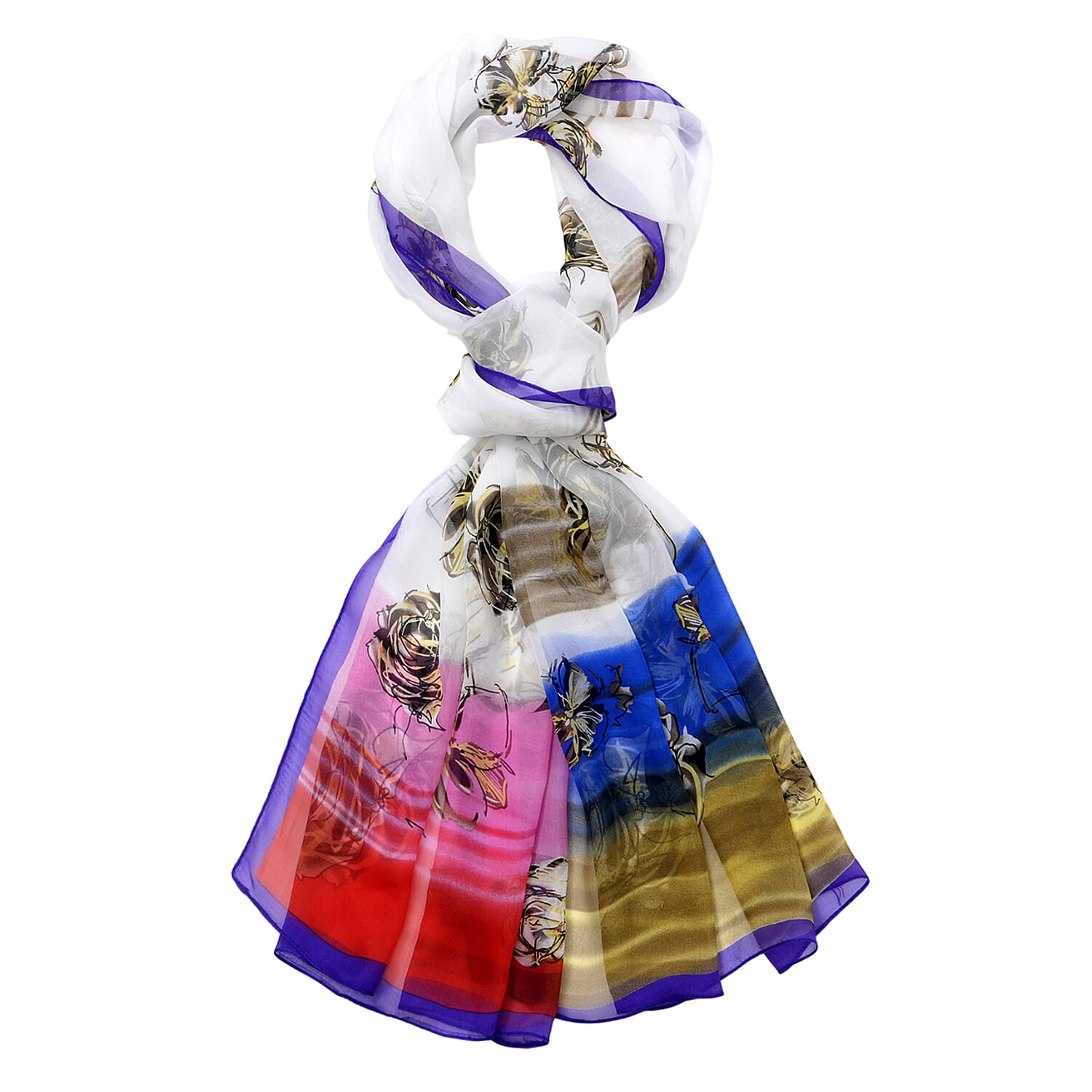 La Marey Mulberry Silk Printed Scarf (175 x 65cm) - Multi Colour V32528891 6