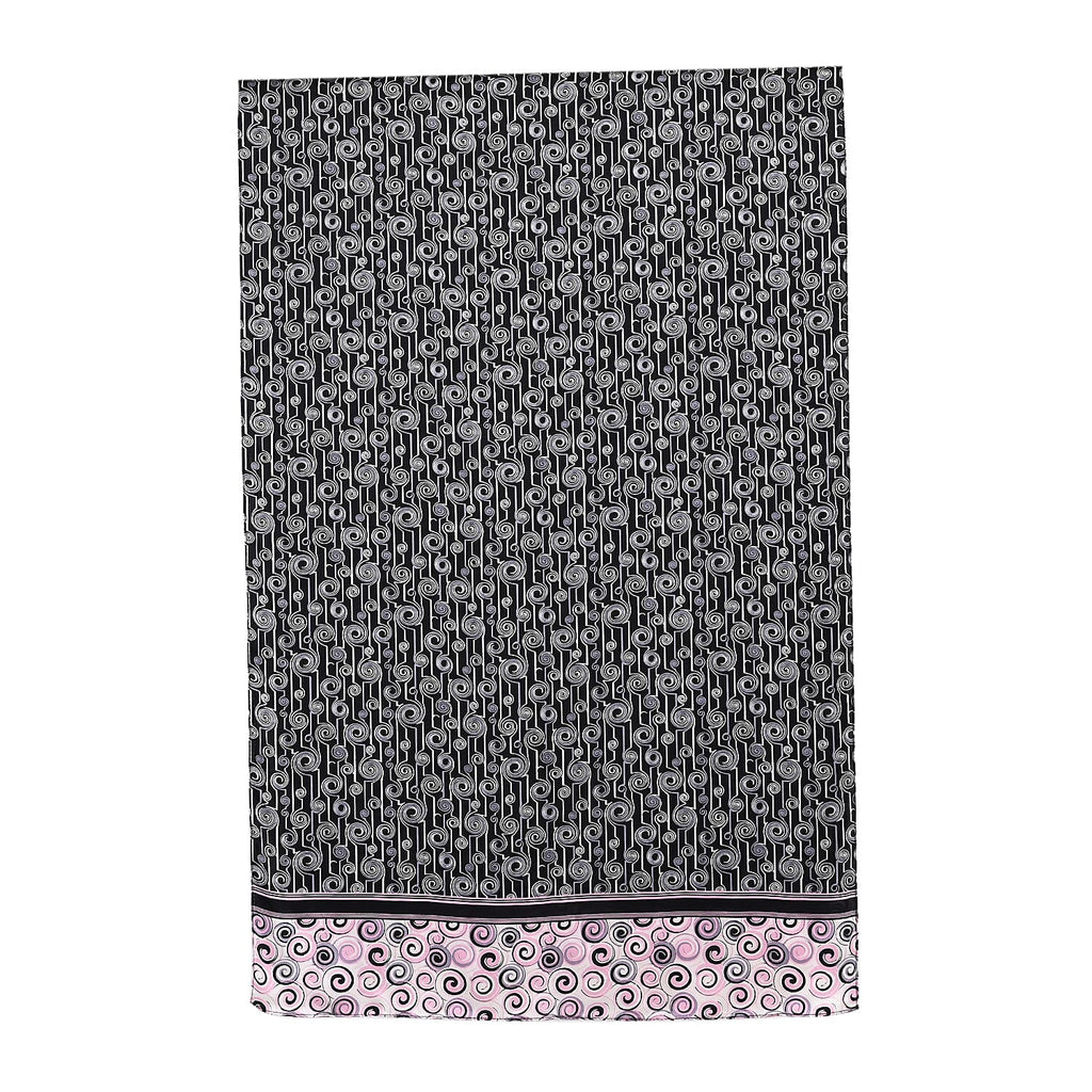 La Marey 100% Mulberry Silk Printed Scarf (Size 170x55cm) - Black, White & Red